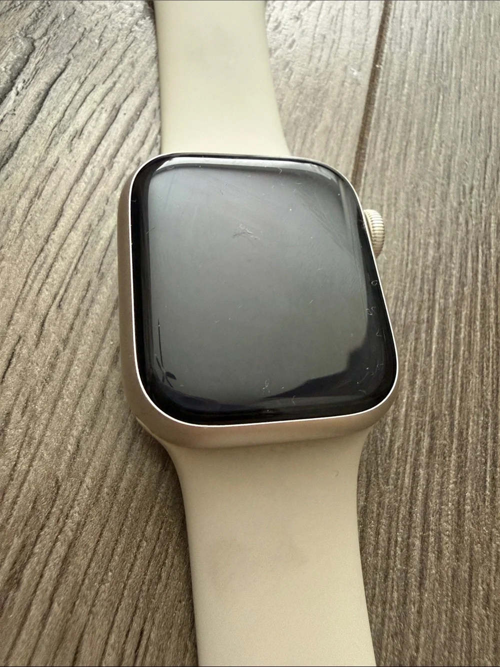 Apple series 7 watch starlight, black and silver bands